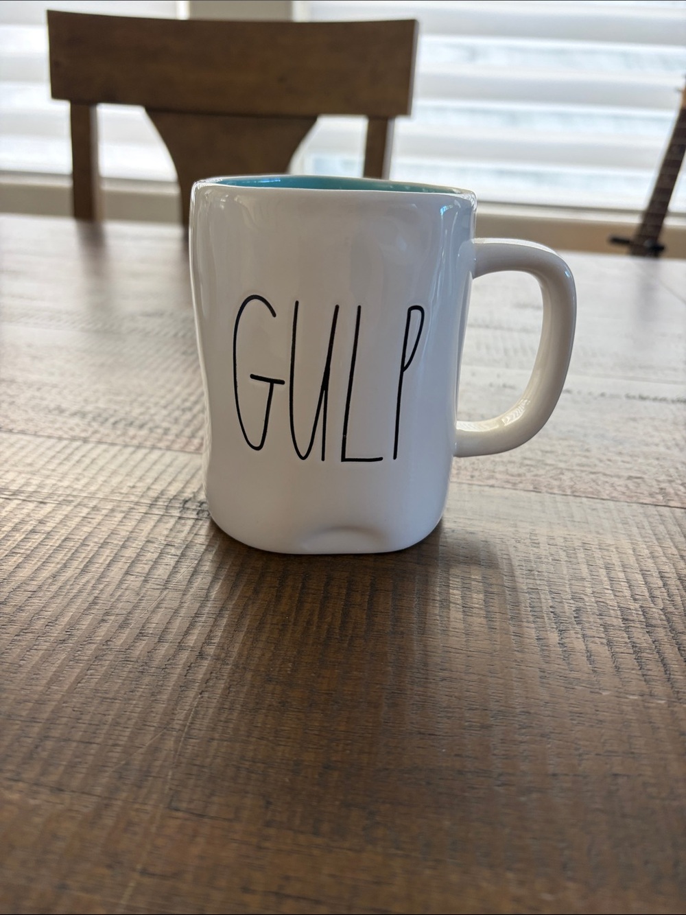 Rae Dunn White Ceramic Mug with Blue Interior - GULP